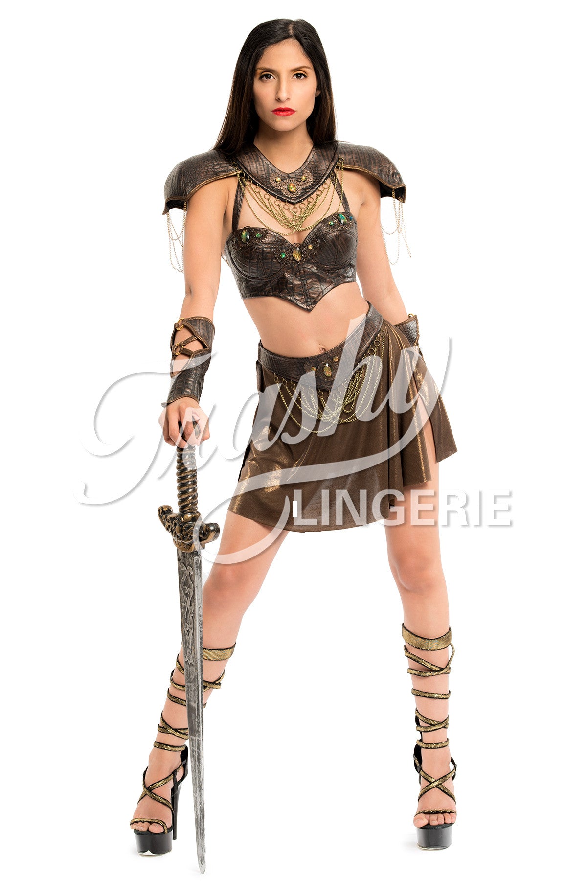 Sexy Gladiator Costume - Mens Lingerie Bodysuit - Black Warrior Skirt –  GIOZZO