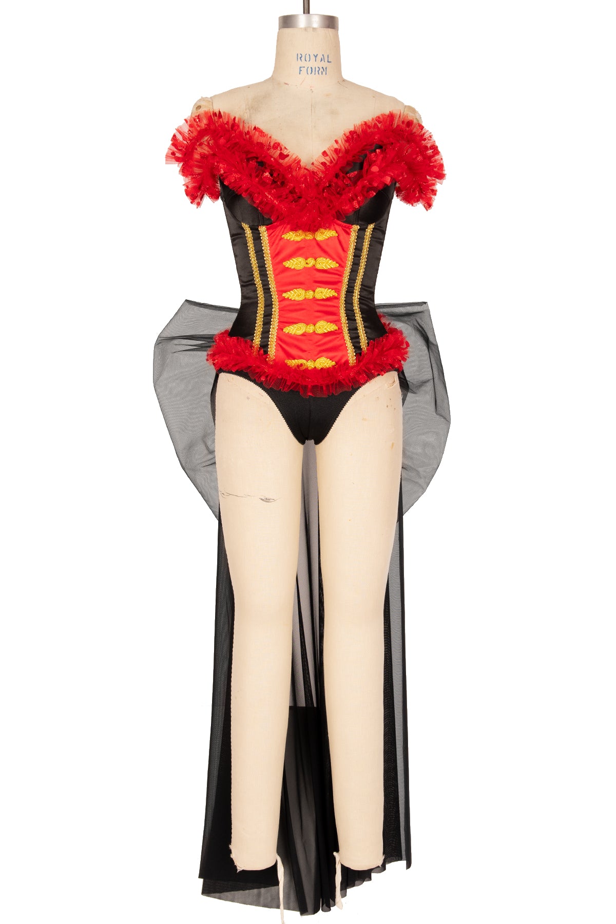 Circus Teddy with Attached Marquisette Bow & Skirt