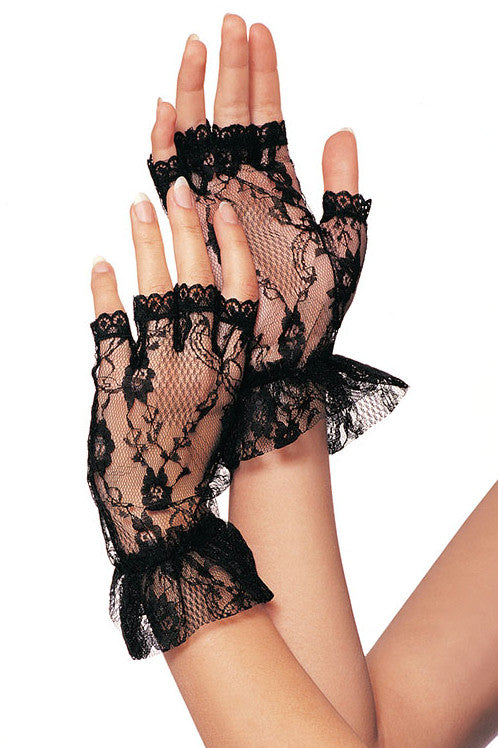Fingerless Lace Wrist Gloves with Ruffle