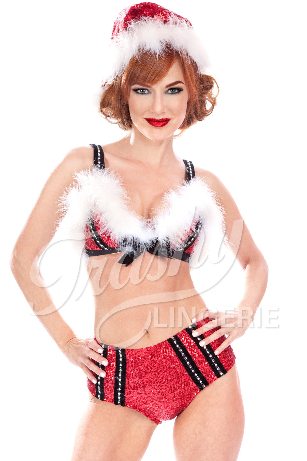 Sequined Christmas Vixen High Waisted Panty