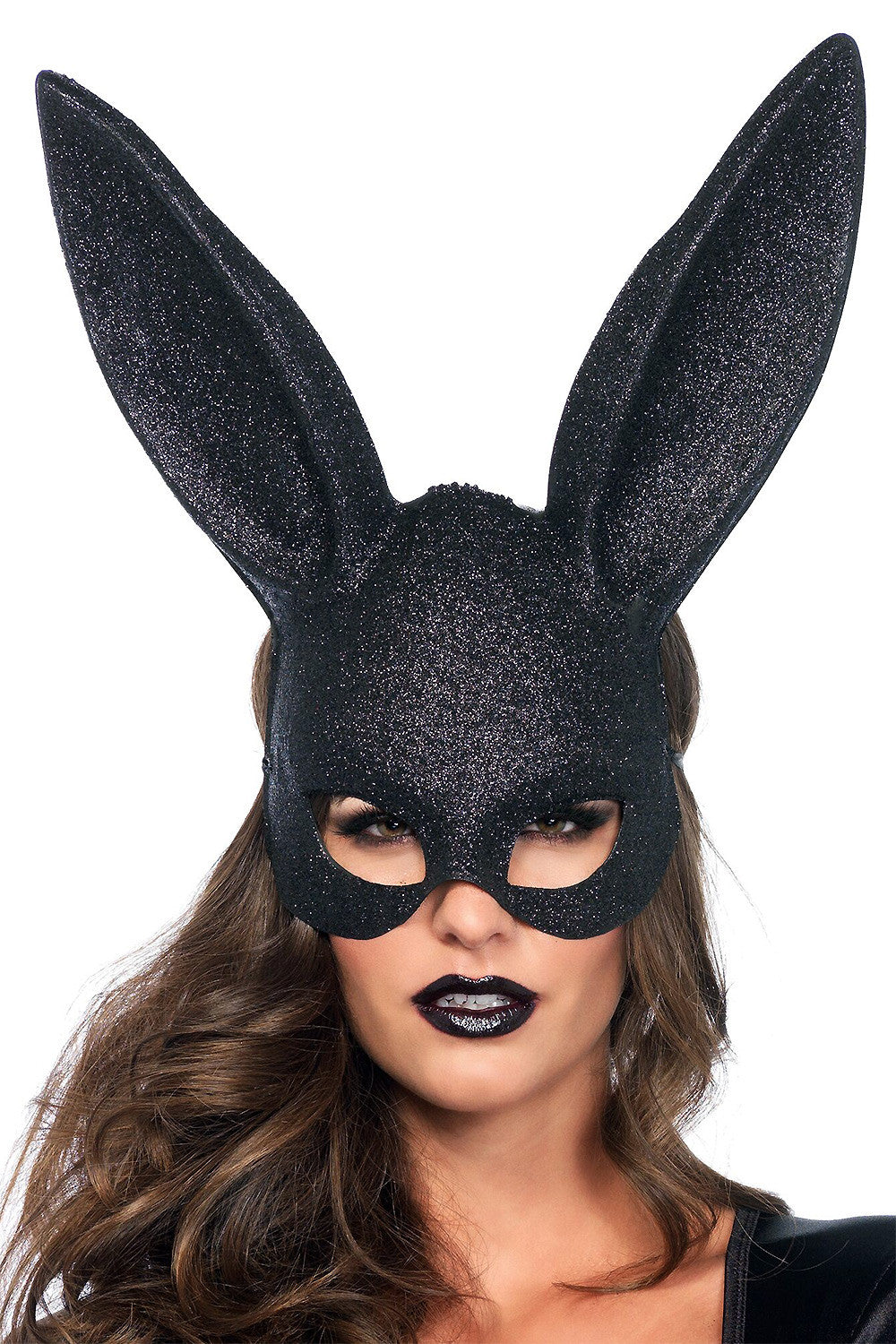 Black Glitter Bunny Mask